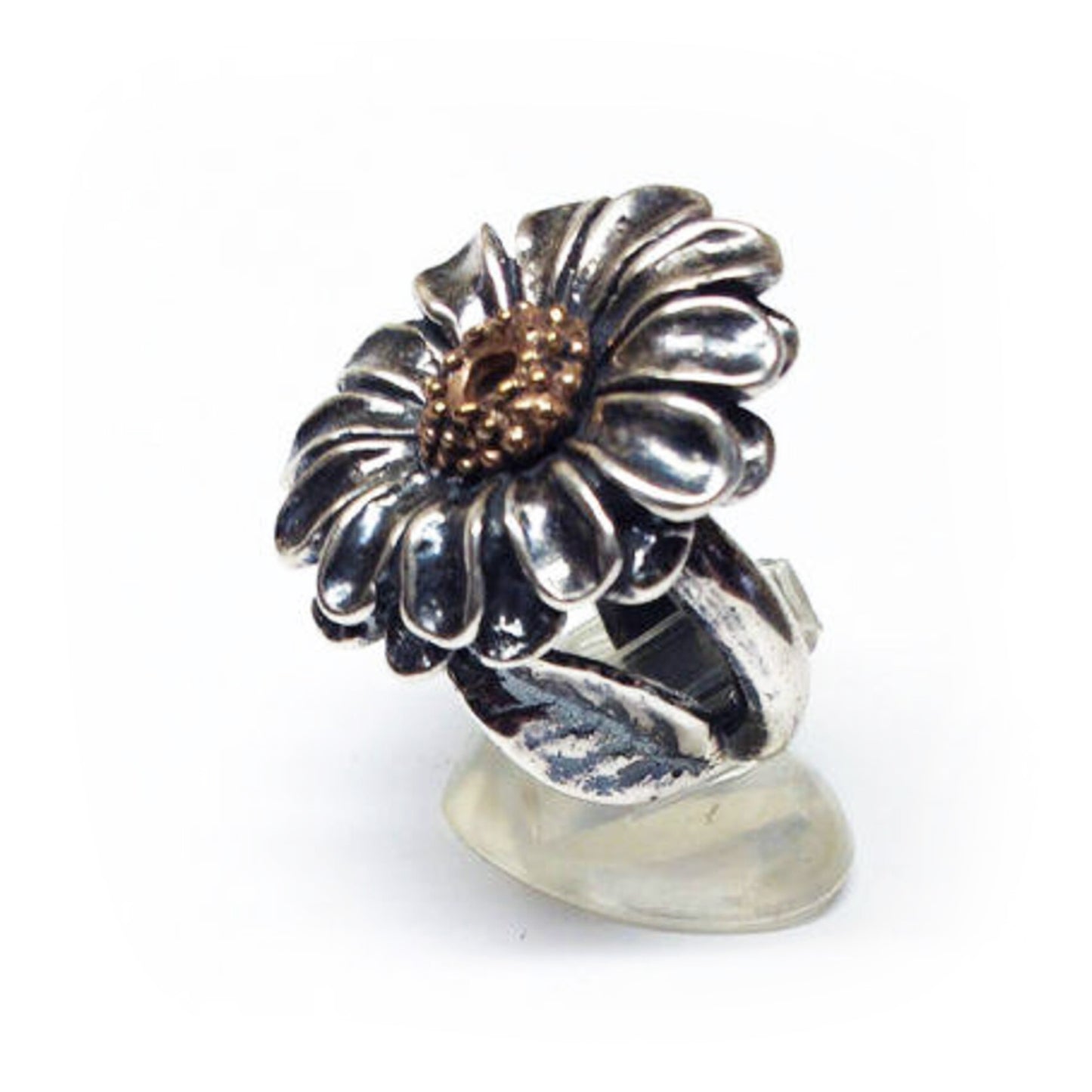 September Birth Flower Aster Silver Ring with Birthstone