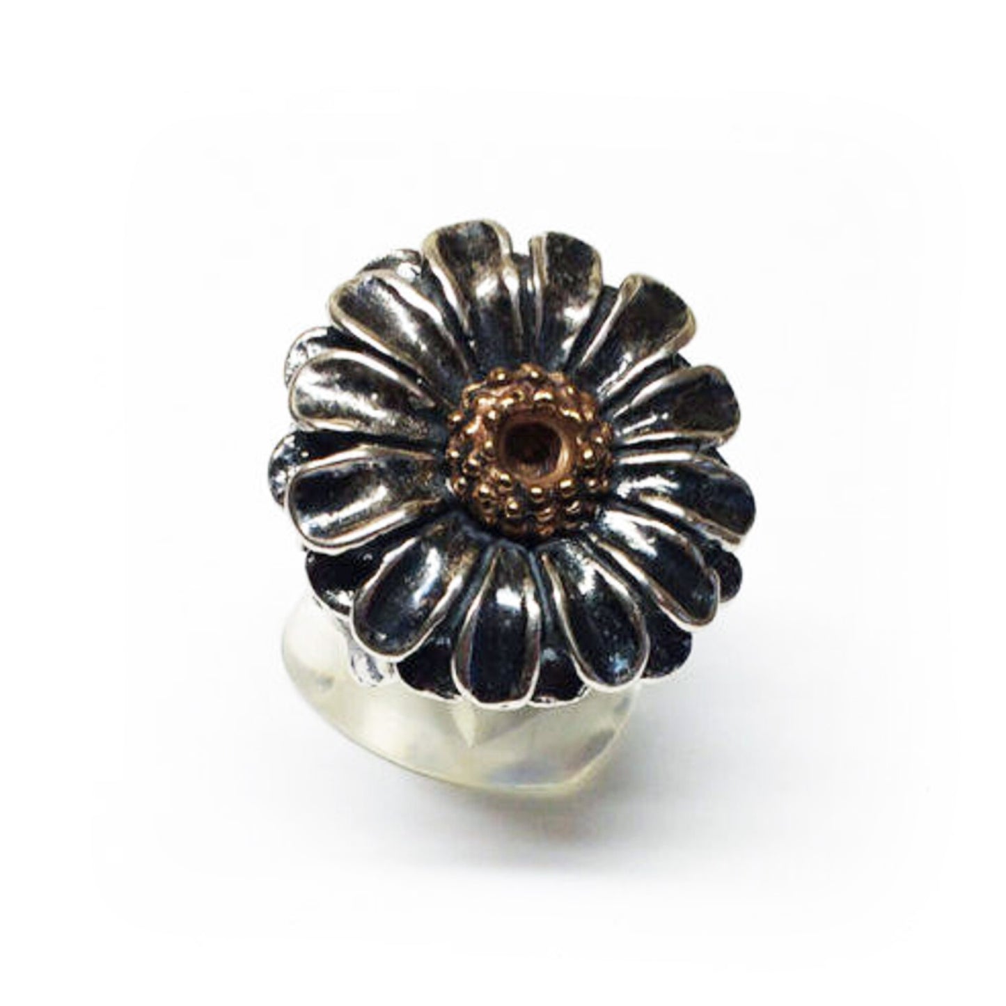 September Birth Flower Aster Silver Ring with Birthstone