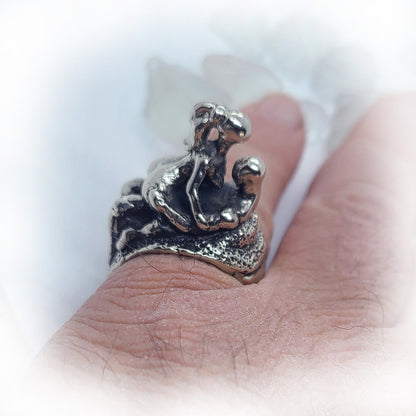 Sexy Couple Making Love Up and Down Position Sterling Silver Erotic Ring