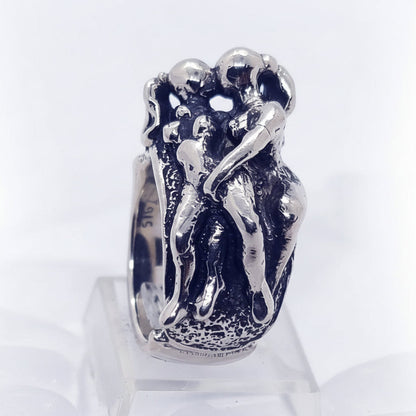 Sexy Lesbians Playing Together Sterling Silver Erotic Ring