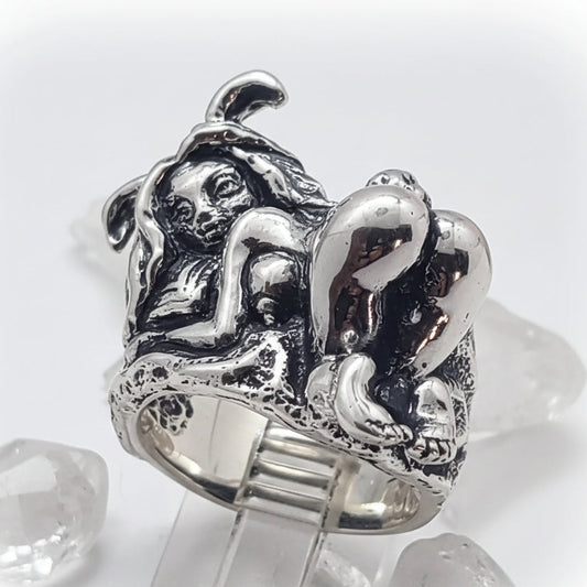 Sexy Rabbit Girl Sterling Silver Ring