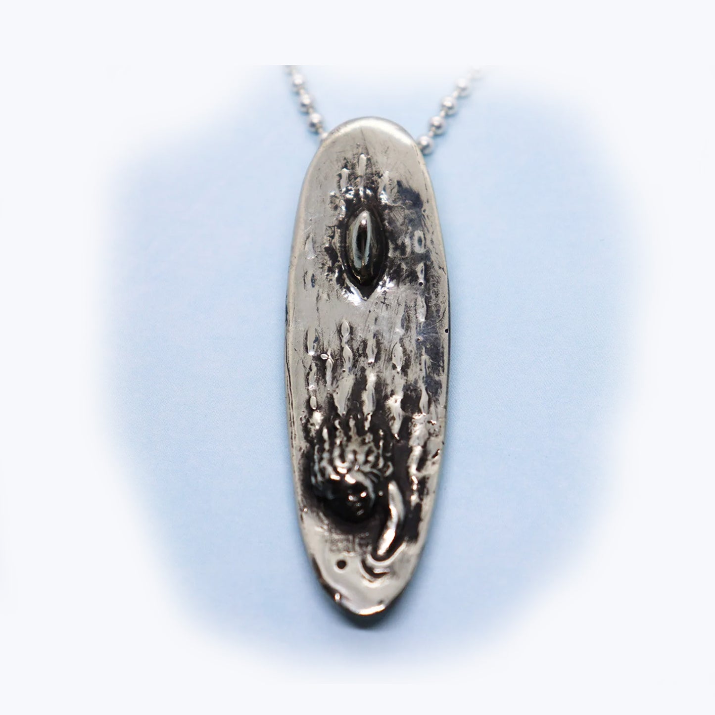 Shark Attack Surfboard Sterling Silver Pendant
