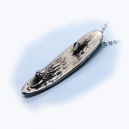 Shark Attack Surfboard Sterling Silver Pendant