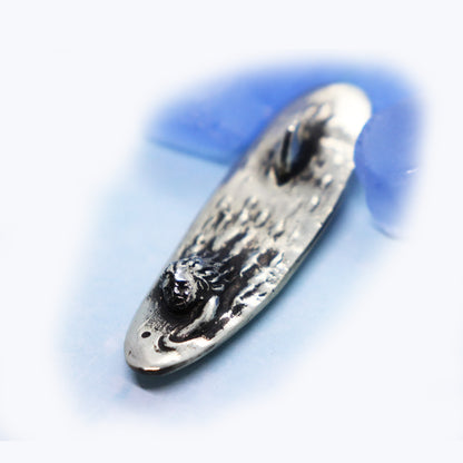 Shark Attack Surfboard Sterling Silver Pendant