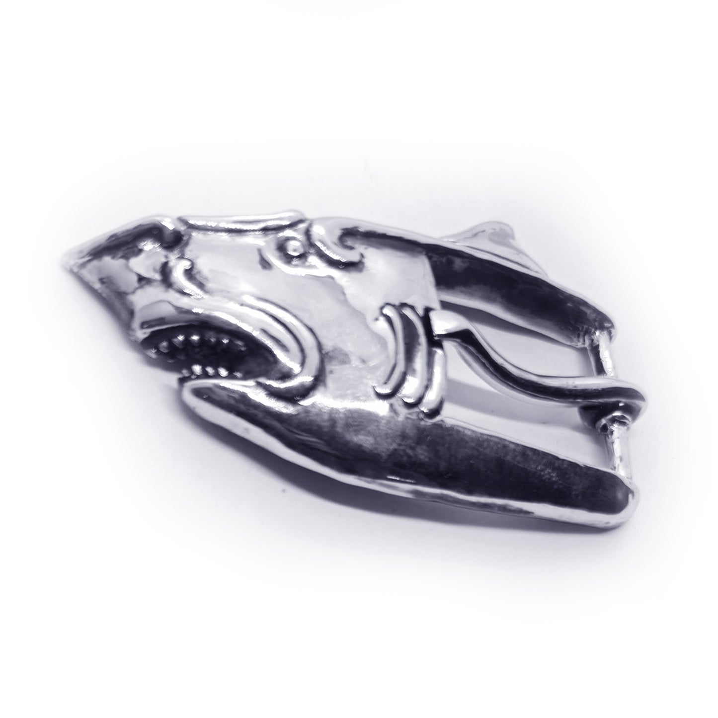 Shark Head Sterling Silver Belt Buckle