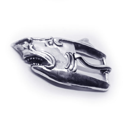 Shark Head Sterling Silver Belt Buckle