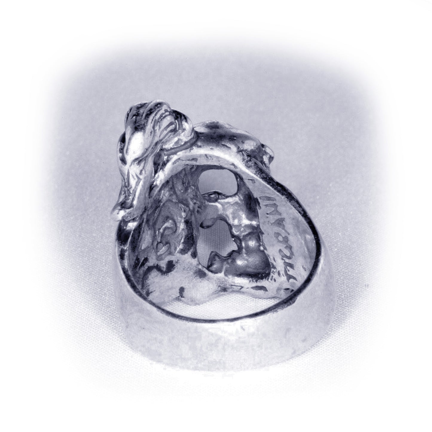 Skull with Sharp Teeth Sterling Silver Ring
