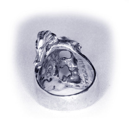 Skull with Sharp Teeth Sterling Silver Ring