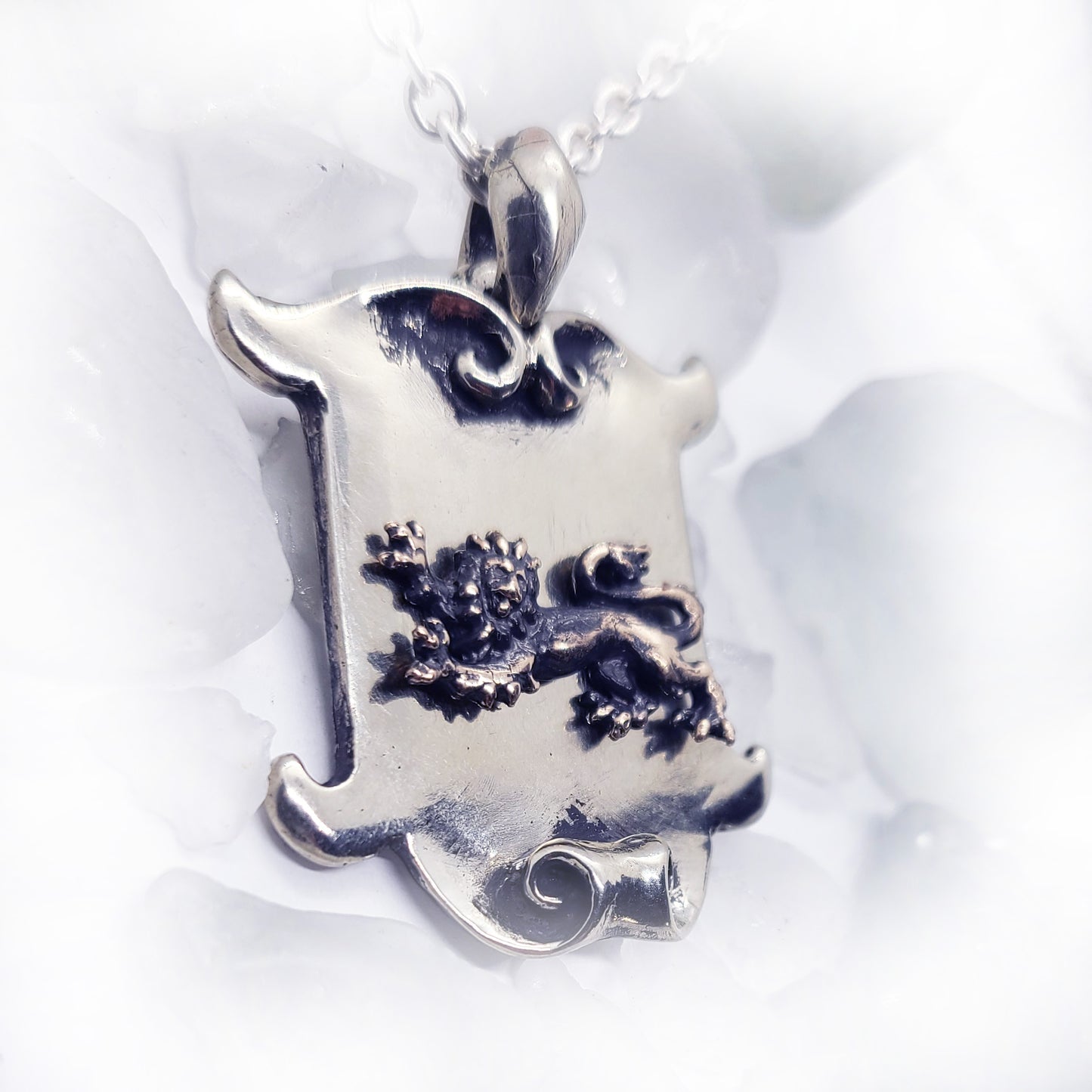 Shield With Lion Vintage Sterling Silver Pendant