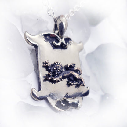 Shield With Lion Vintage Sterling Silver Pendant