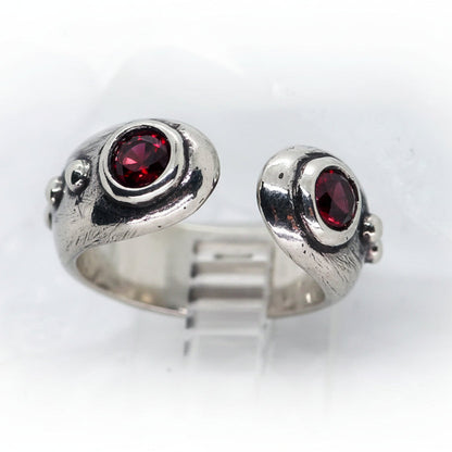 Sterling Silver Pinky Ring with Red Stones