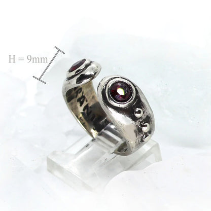 Sterling Silver Pinky Ring with Red Stones