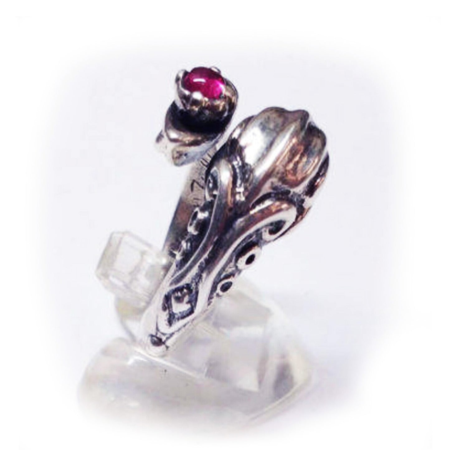 Skull-Hand-Stone Sterling Silver Ring