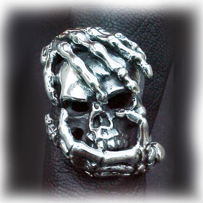 Skull Death’s Grip Sterling Silver Ring