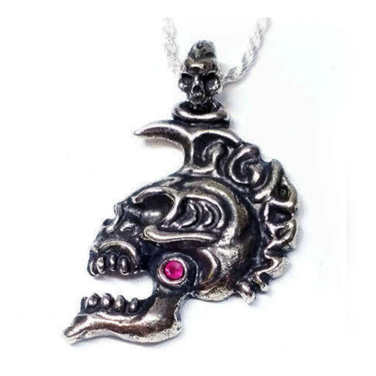 Skull General Sterling Silver Pendant with Ruby