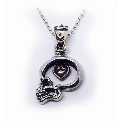 Skull Heart Love Sterling Silver Pendant