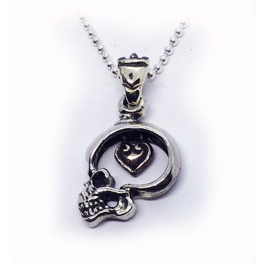Skull Heart Love Sterling Silver Pendant