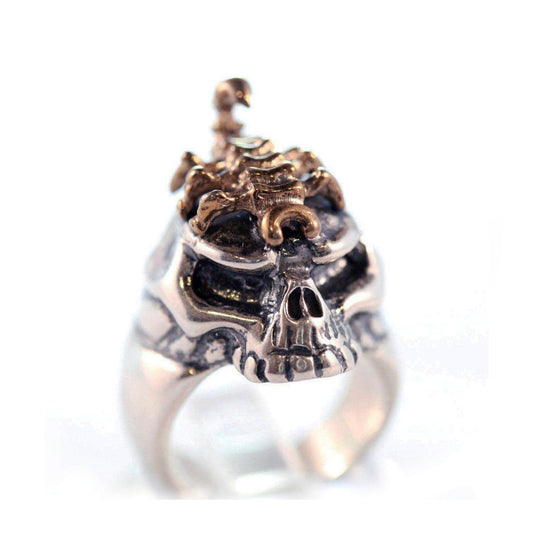 Skull Sterling Silver Bronze King Scorpion Ring