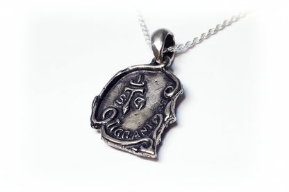 Skull with Lady Body in Face Sterling Silver Pendant