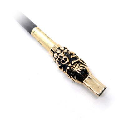 Skull with Flower Tattoo Sterling Silver Cigarette Pipe