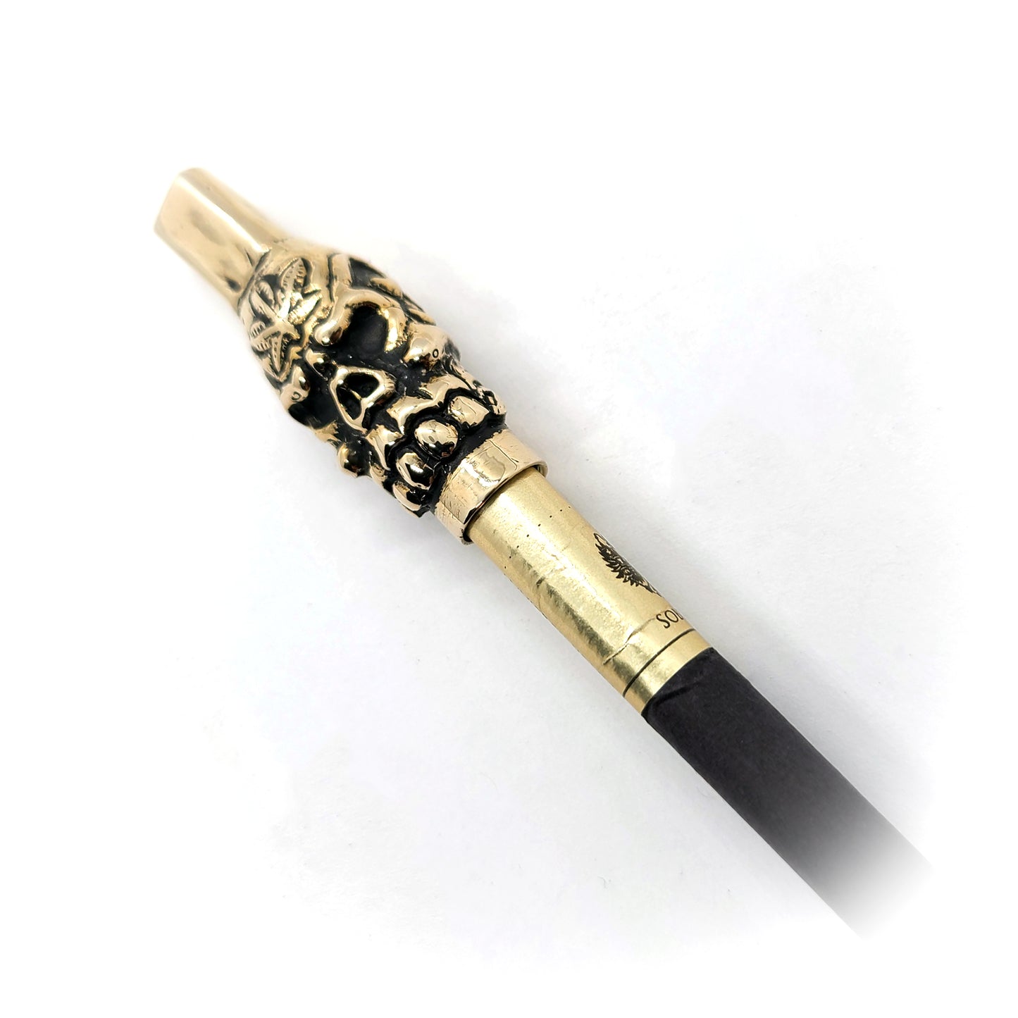 Skull with Flower Tattoo Sterling Silver Cigarette Pipe
