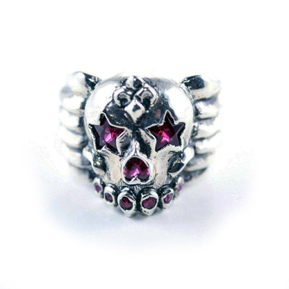 Skull and Stars Sterling Silver Ring
