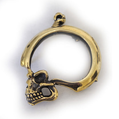 Skull with Thinking Big Brain Brass Belt Buckle