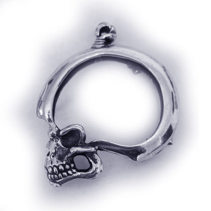 Skull with Thinking Big Brain Sterling Silver Belt Buckle