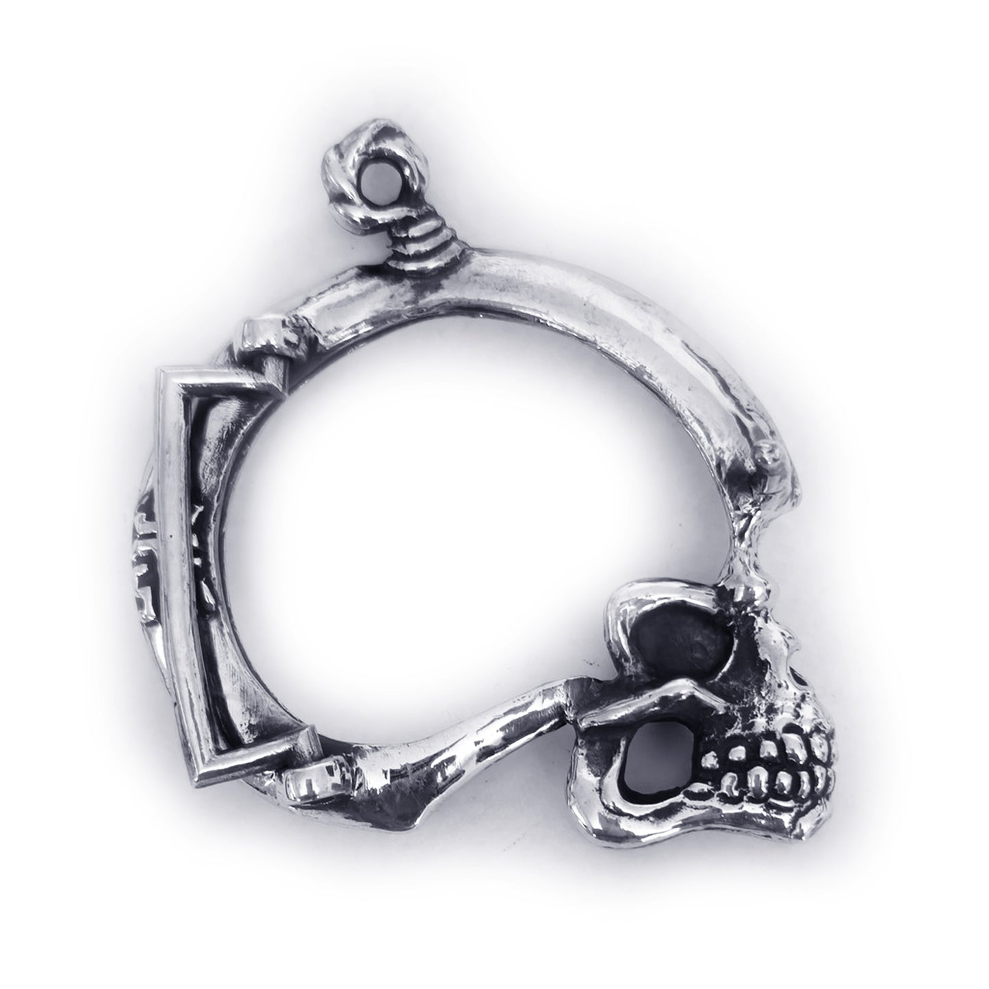 Skull with Thinking Big Brain Sterling Silver Belt Buckle