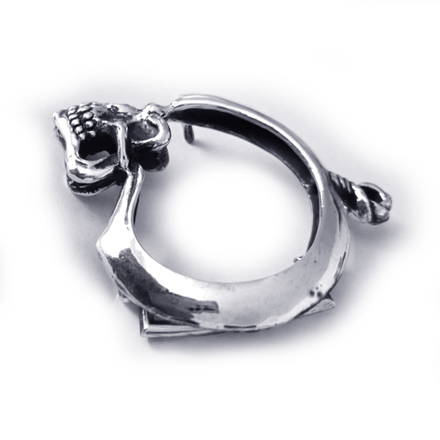 Skull with Thinking Big Brain Sterling Silver Belt Buckle