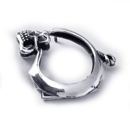 Skull with Thinking Big Brain Sterling Silver Belt Buckle