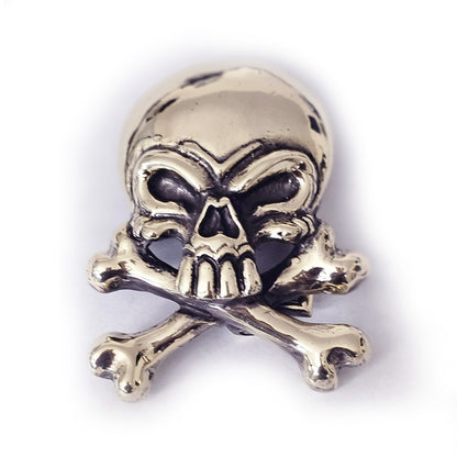 Skull with Crossed Bones Brass Belt Buckle