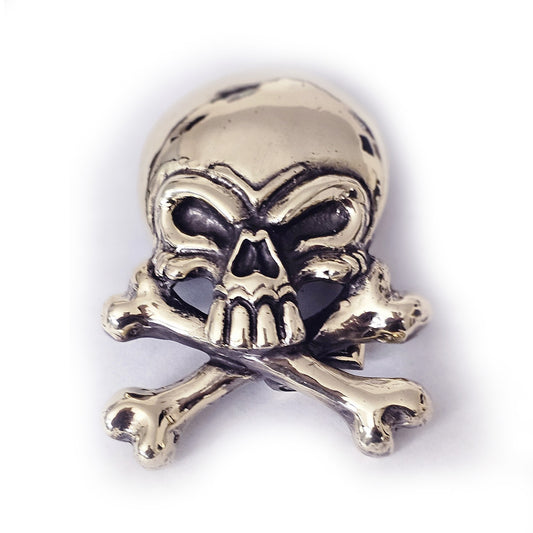 Skull with Crossed Bones Brass Belt Buckle