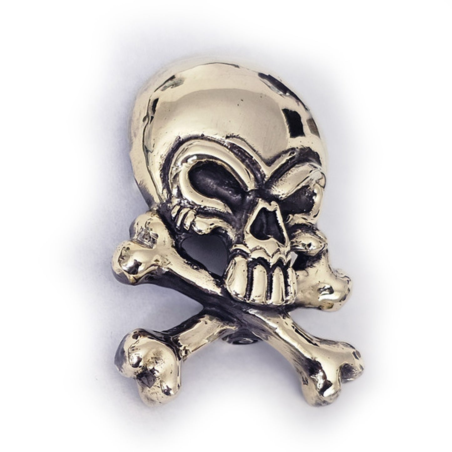 Skull with Crossed Bones Brass Belt Buckle