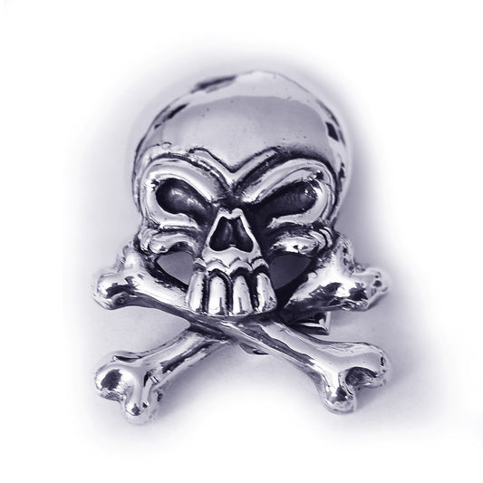 Skull with Crossed Bones Sterling Silver Belt Buckle