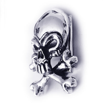Skull with Crossed Bones Sterling Silver Belt Buckle