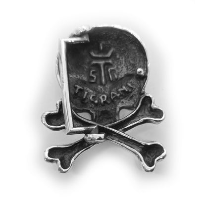 Skull with Crossed Bones Sterling Silver Belt Buckle