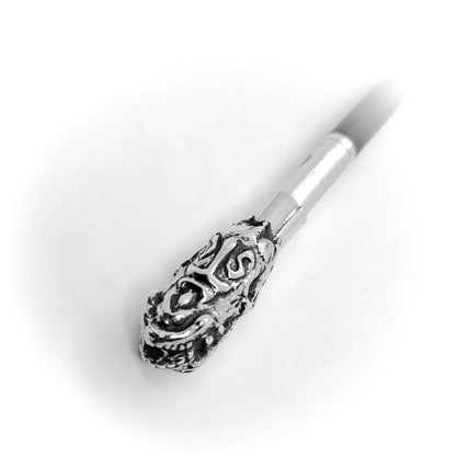 Skull with Fire Sterling Silver Cigarette Pipe