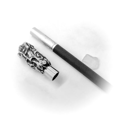 Skull with Fire Sterling Silver Cigarette Pipe