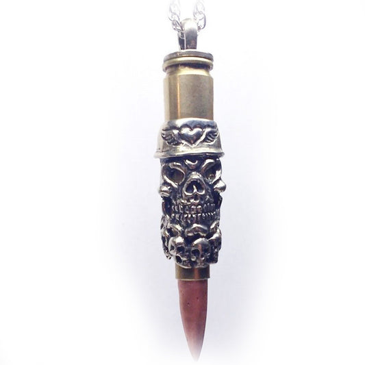 Love Skulls Love Bullet Silver Pendant