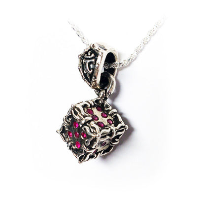 Small Dice Casino Silver Pendant