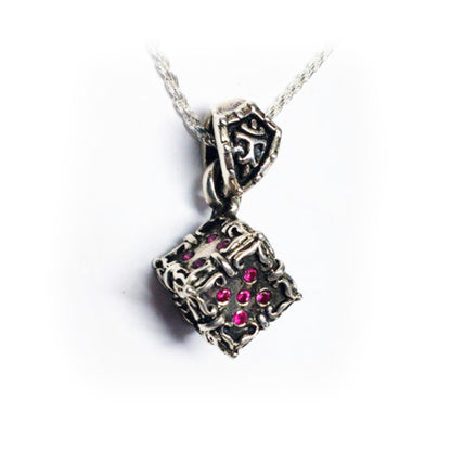 Small Dice Casino Silver Pendant
