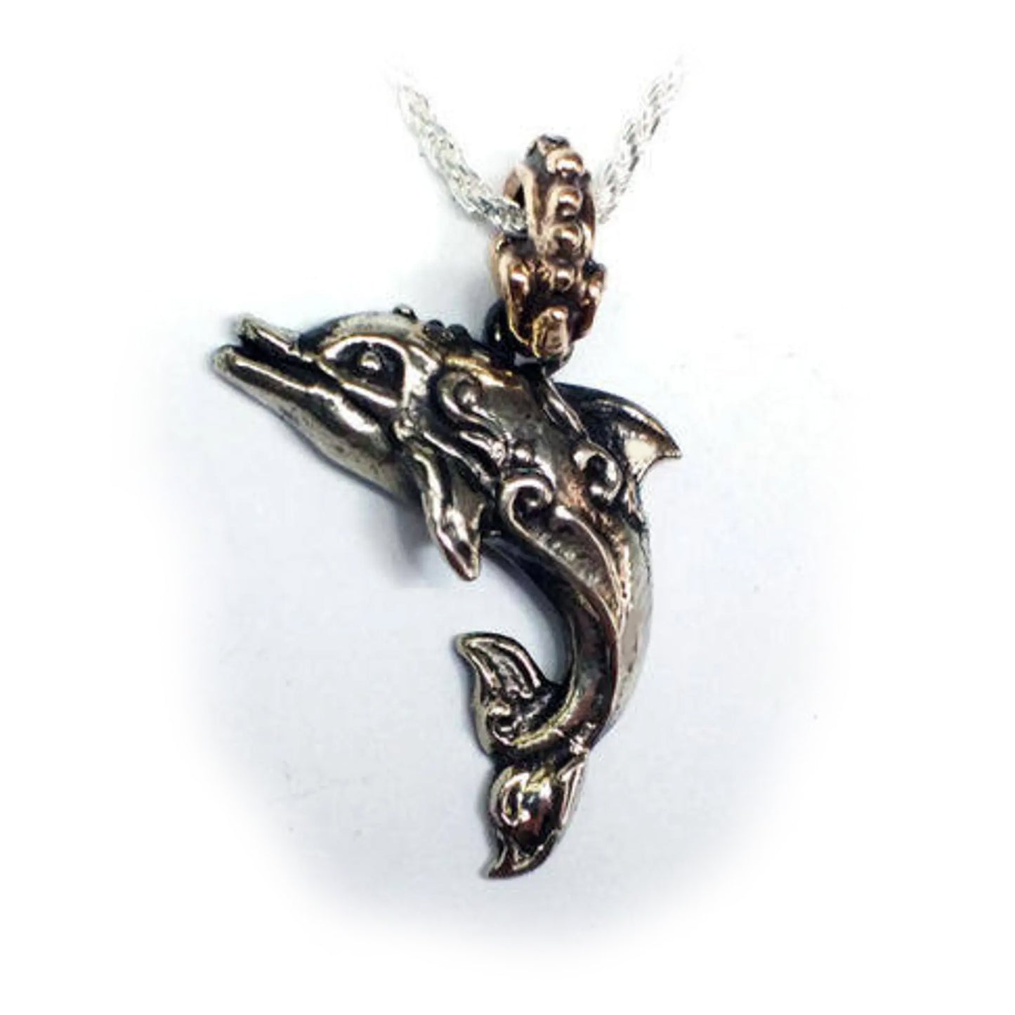 Smiling Dolphin Silver Pendant