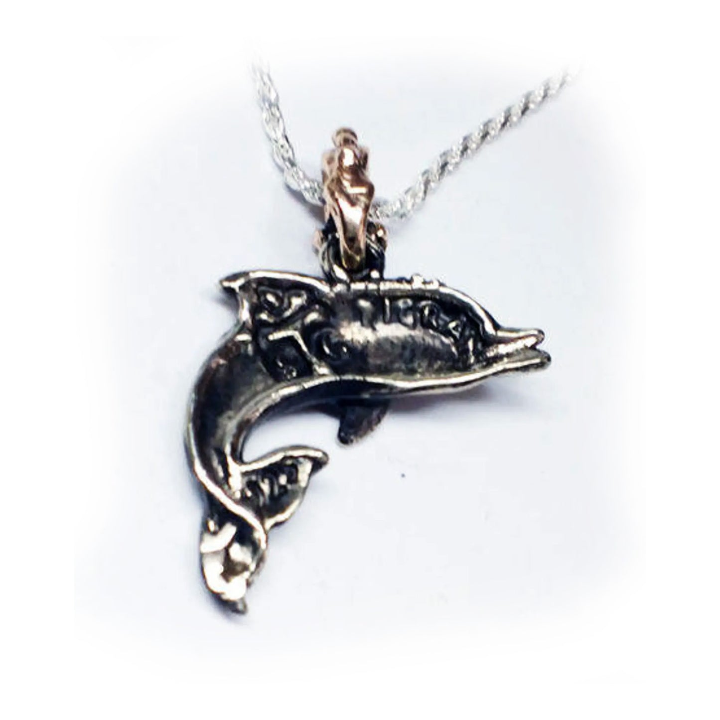 Smiling Dolphin Silver Pendant