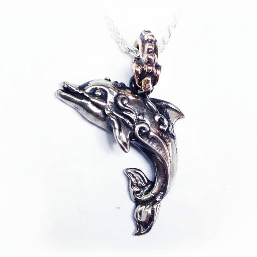 Smiling Dolphin Silver Pendant