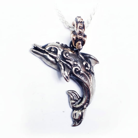 Smiling Dolphin Silver Pendant