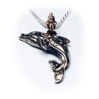 Smiling Dolphin Silver Pendant