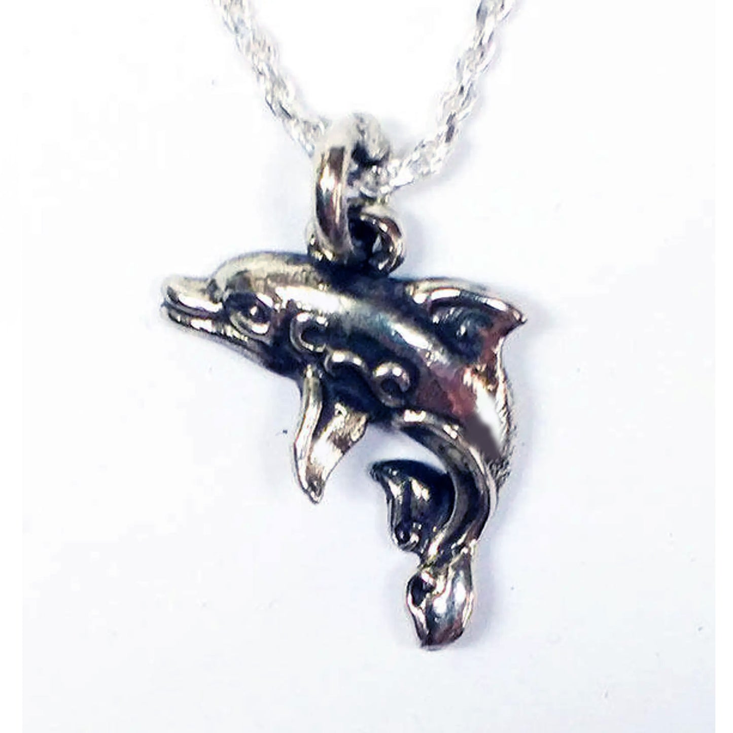 Smiling Dolphin-Small Silver Pendant