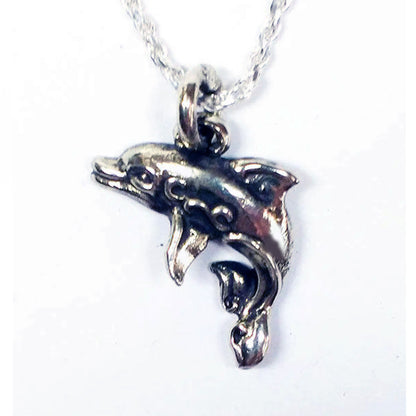 Smiling Dolphin-Small Silver Pendant