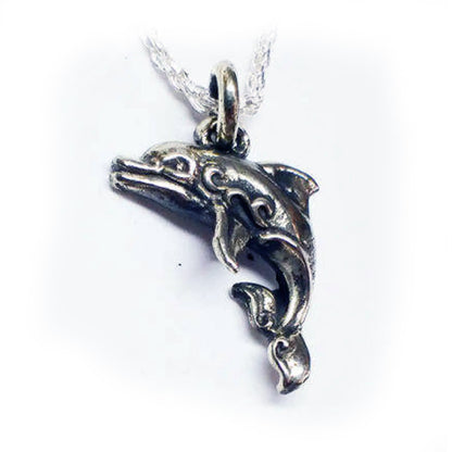 Smiling Dolphin-Small Silver Pendant